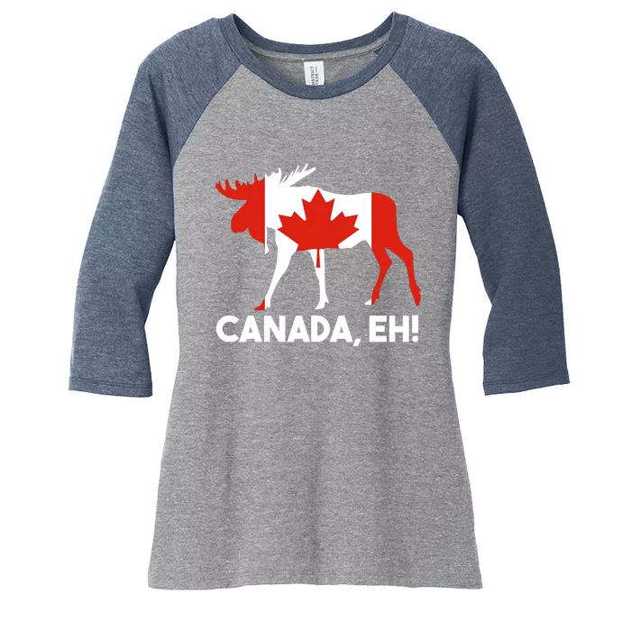 Canada Eh! Canadian Flag Women's Tri-Blend 3/4-Sleeve Raglan Shirt