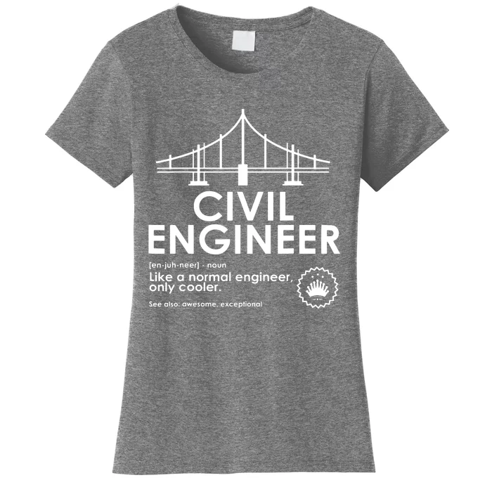 Civil Engineer Definition Funny Engineering Birthday Father Women's T-Shirt