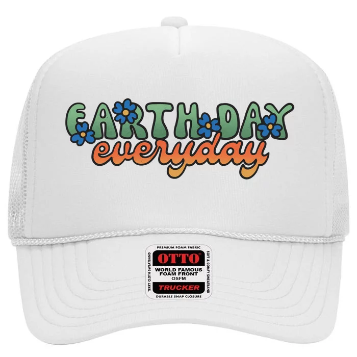 Cute Earth Day Everyday Retro High Crown Mesh Trucker Hat