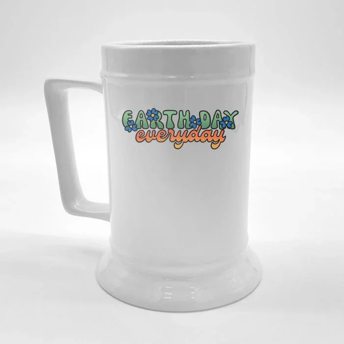 Cute Earth Day Everyday Retro Front & Back Beer Stein