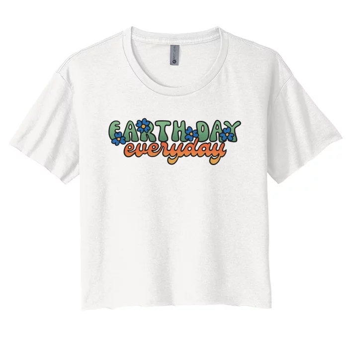 Cute Earth Day Everyday Retro Women's Crop Top Tee