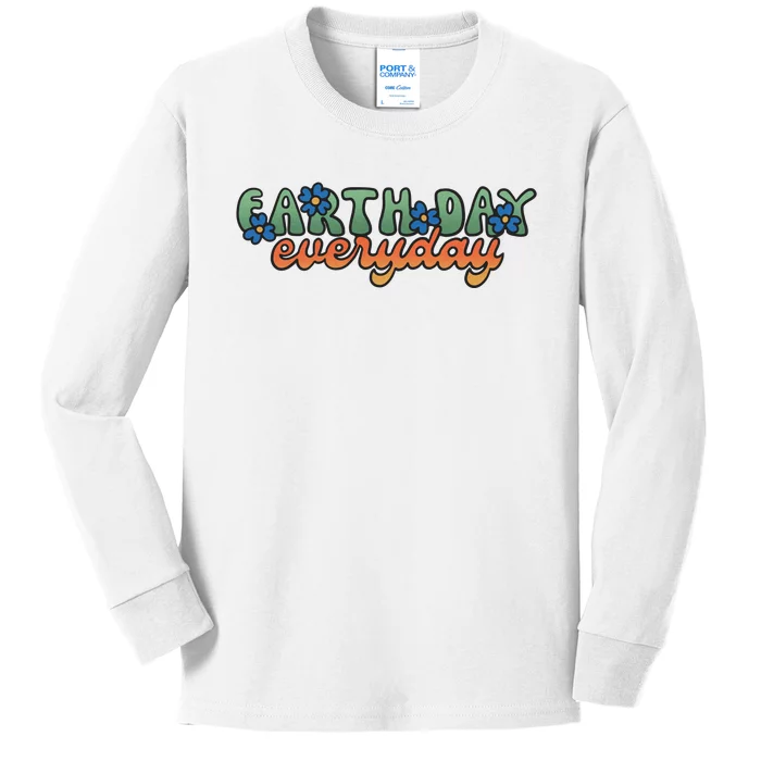 Cute Earth Day Everyday Retro Kids Long Sleeve Shirt