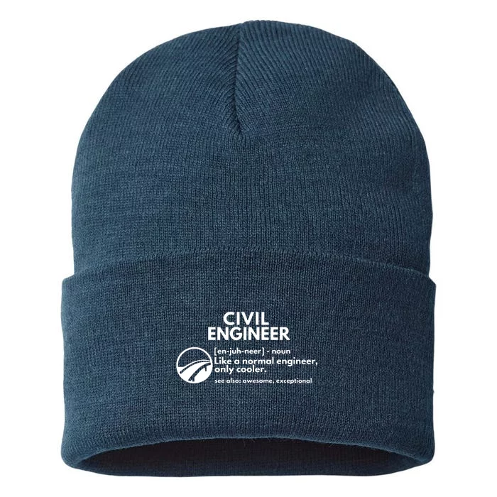 Civil Engineer Definition Funny Engineering Sustainable Knit Beanie