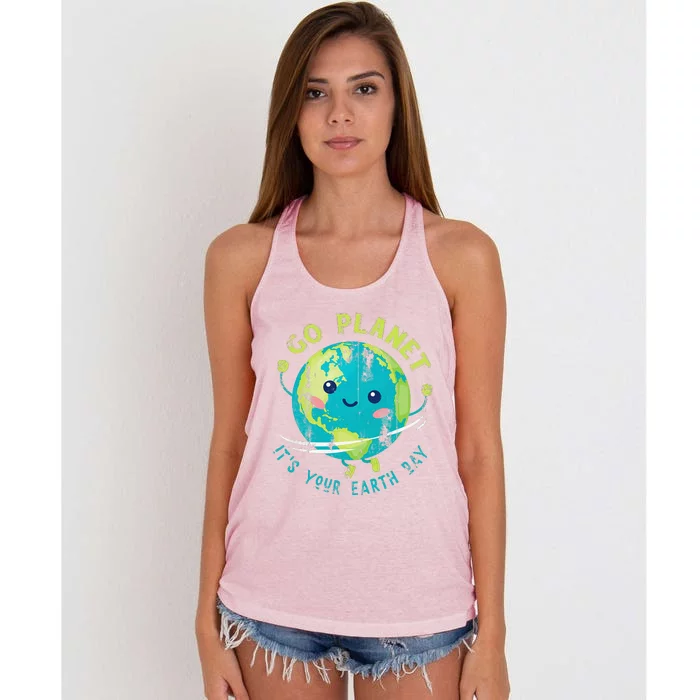 Cute Earth Day Cute Women's Knotted Racerback Tank