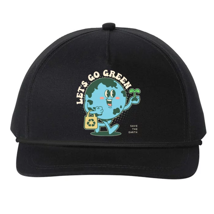 Cute Earth Day Lets Go Green Save The Earth Snapback Five-Panel Rope Hat