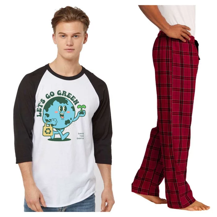 Cute Earth Day Lets Go Green Save The Earth Raglan Sleeve Pajama Set