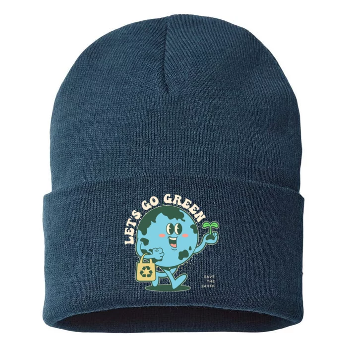 Cute Earth Day Lets Go Green Save The Earth Sustainable Knit Beanie