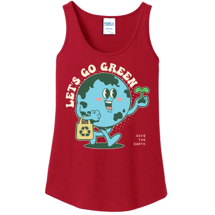 Cute Earth Day Lets Go Green Save The Earth Ladies Essential Tank