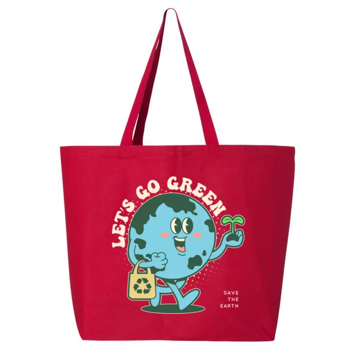 Cute Earth Day Lets Go Green Save The Earth 25L Jumbo Tote