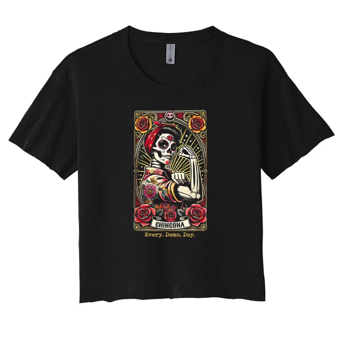 Chingona Every Damn Day Tarot Card Women's Crop Top Tee