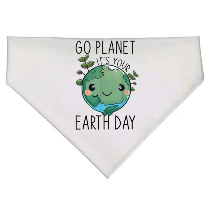 Cute Earth Day Go Planet Earth Day USA-Made Doggie Bandana