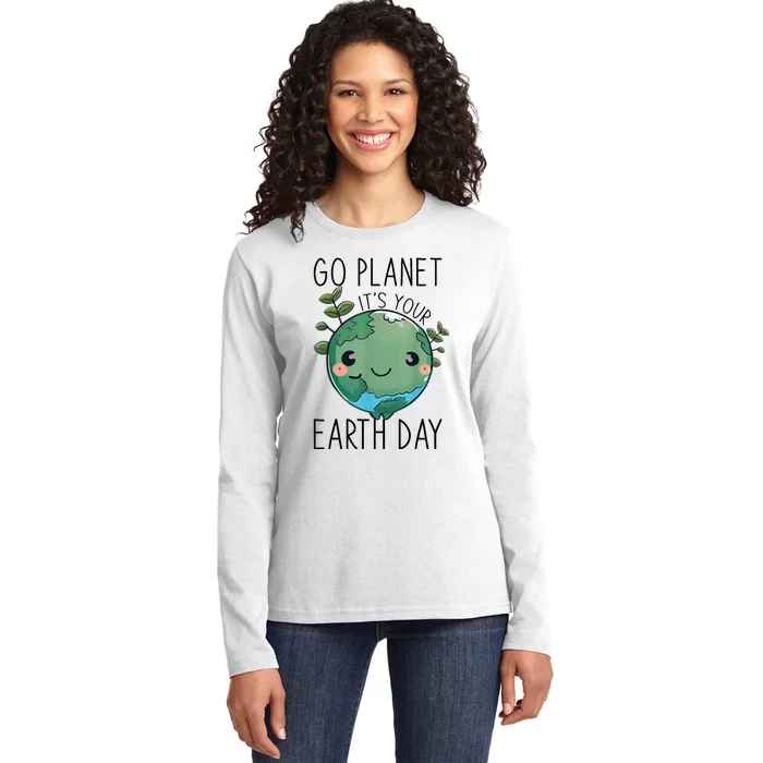 Cute Earth Day Go Planet Earth Day Ladies Long Sleeve Shirt