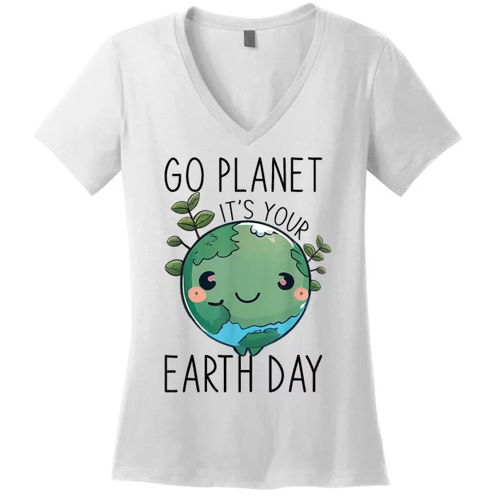 Cute Earth Day Go Planet Earth Day Women's V-Neck T-Shirt