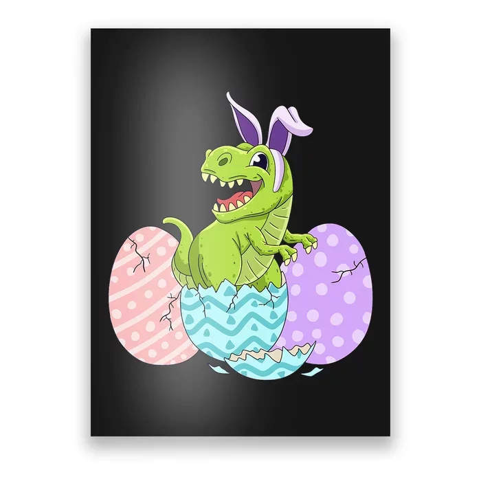 Cute Easter Dinosaur T Rex Bunny Easter Day Poster