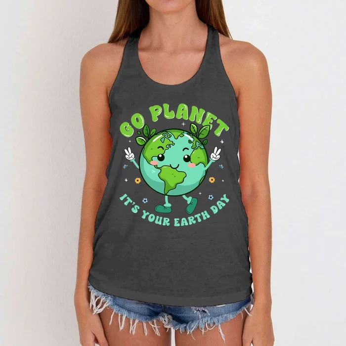 Cute Earth Day For Teachers Save The Planet Women's Knotted Racerback Tank