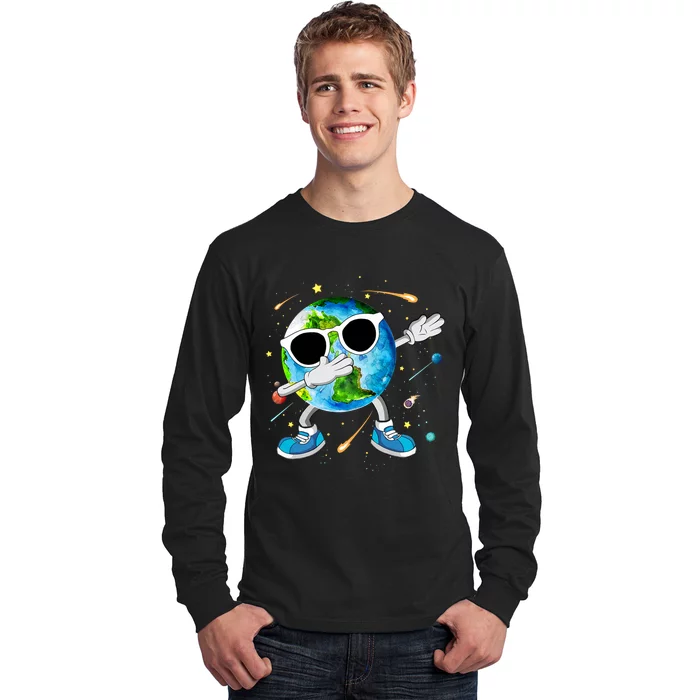 Cute Earth Day 2024 April 22 Earth Day Teacher Funny Dabbing Earth Day Long Sleeve Shirt