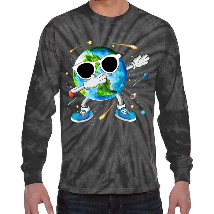 Cute Earth Day 2024 April 22 Earth Day Teacher Funny Dabbing Earth Day Tie-Dye Long Sleeve Shirt