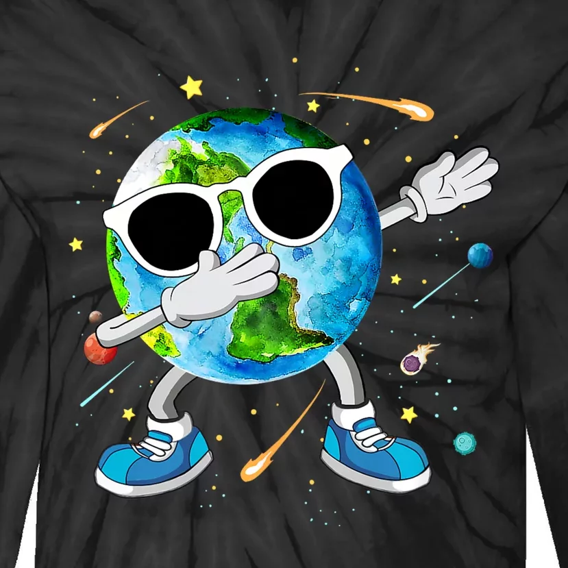 Cute Earth Day 2024 April 22 Earth Day Teacher Funny Dabbing Earth Day Tie-Dye Long Sleeve Shirt