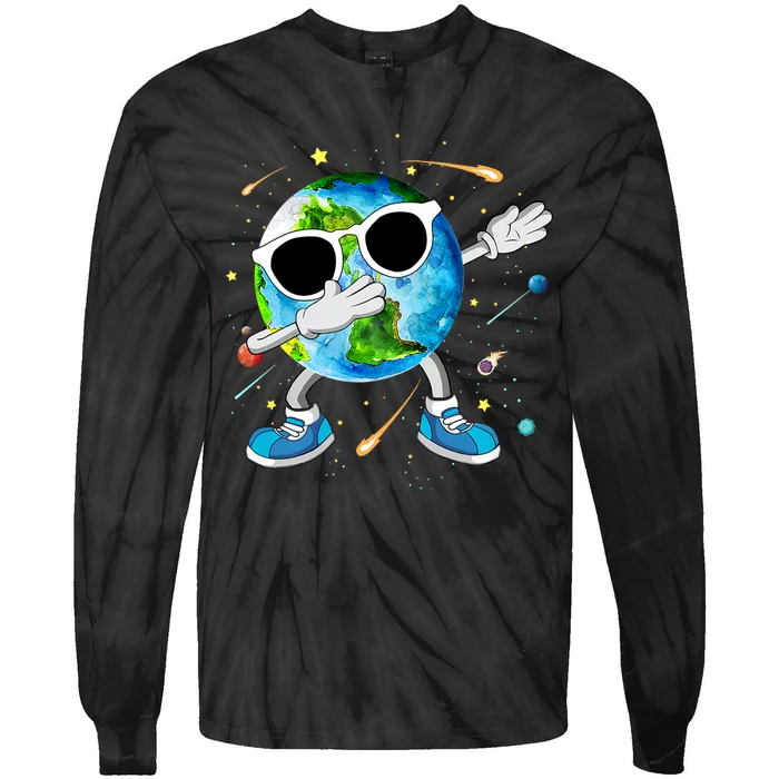 Cute Earth Day 2024 April 22 Earth Day Teacher Funny Dabbing Earth Day Tie-Dye Long Sleeve Shirt