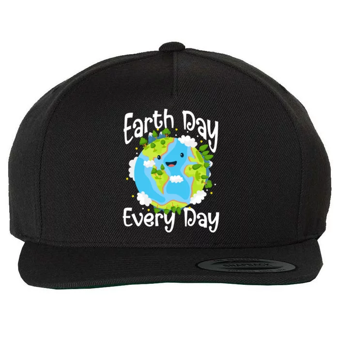 Cute Earth Day Every Day Save Our Planet Green Gift Wool Snapback Cap