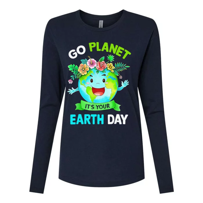 Cute Earth Day 2024 Go Planet Its Your Earth Day 2024 Womens Cotton Relaxed Long Sleeve T-Shirt