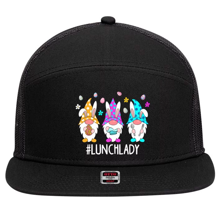 Cute Easter Day Gnome Love Lunch Lady Wo Matching 7 Panel Mesh Trucker Snapback Hat