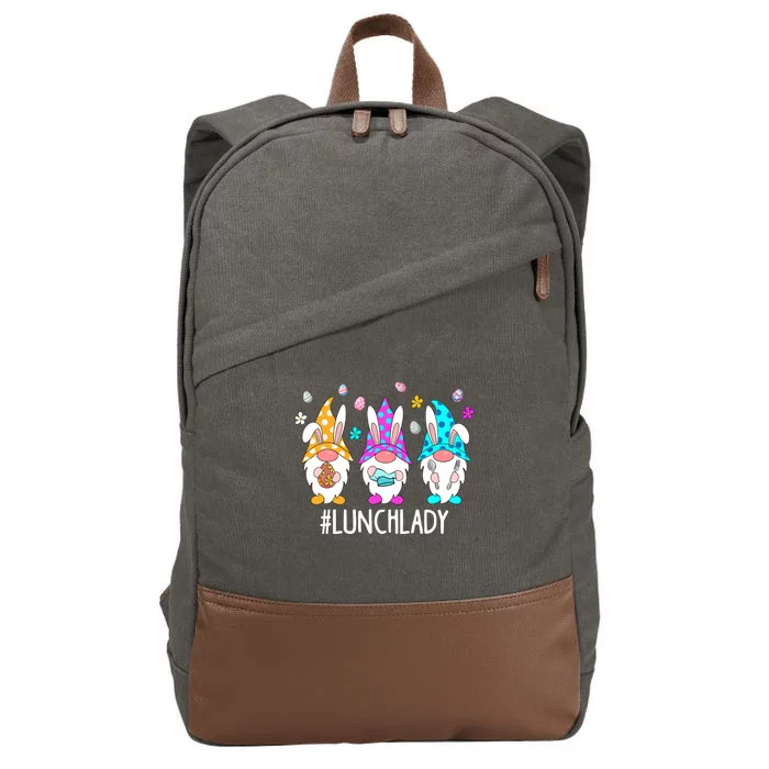 Cute Easter Day Gnome Love Lunch Lady Wo Matching Cotton Canvas Backpack