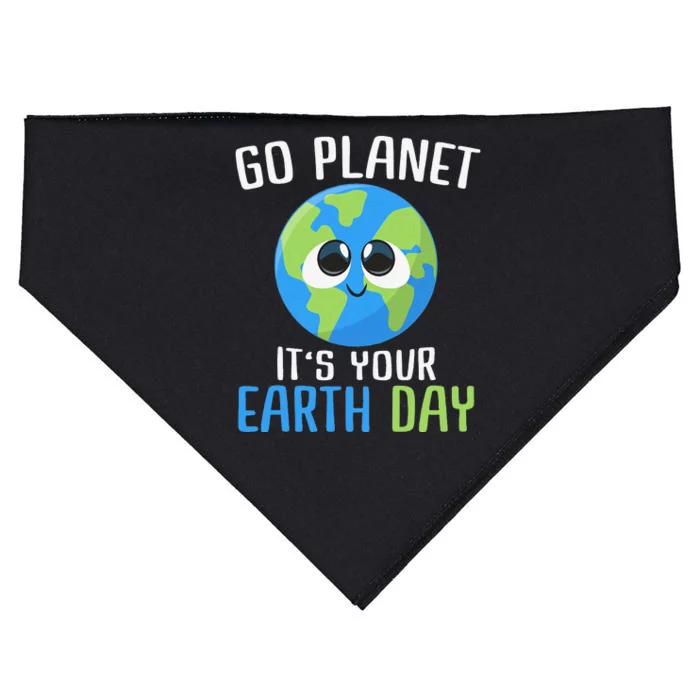 Cute Earth Day Go Planet Earth Day USA-Made Doggie Bandana