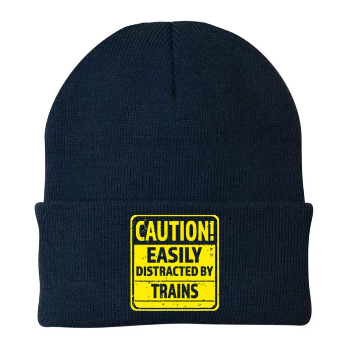 Caution Easily Distracted By Trains Knit Cap Winter Beanie