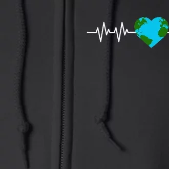 Cute Earth Day Earth Heart Heartbeat Full Zip Hoodie