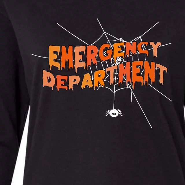 Cute Emergency Department staff Halloween spider web nurse Womens Cotton Relaxed Long Sleeve T-Shirt