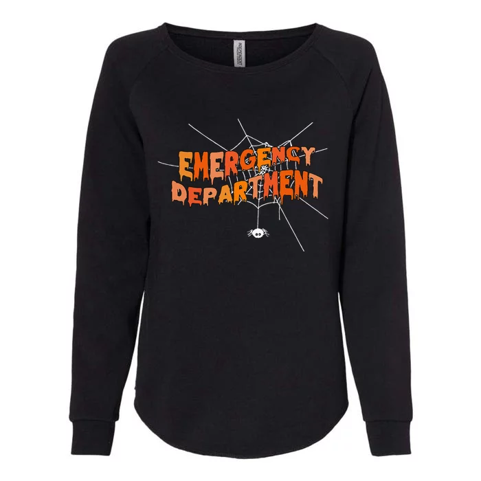 Cute Emergency Department staff Halloween spider web nurse Womens California Wash Sweatshirt