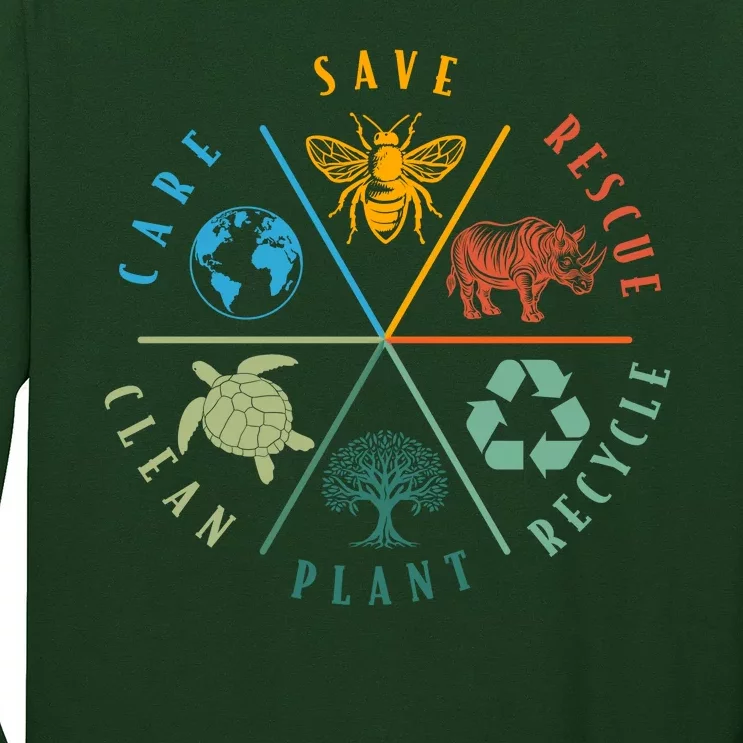 Celebrate Earth Day Save Rescue Recycle Plant Clean Care Long Sleeve Shirt