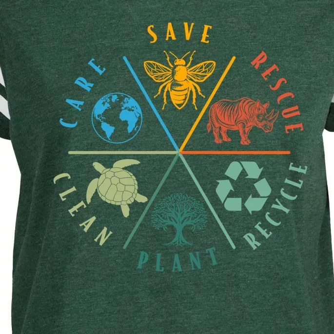 Celebrate Earth Day Save Rescue Recycle Plant Clean Care Enza Ladies Jersey Football T-Shirt