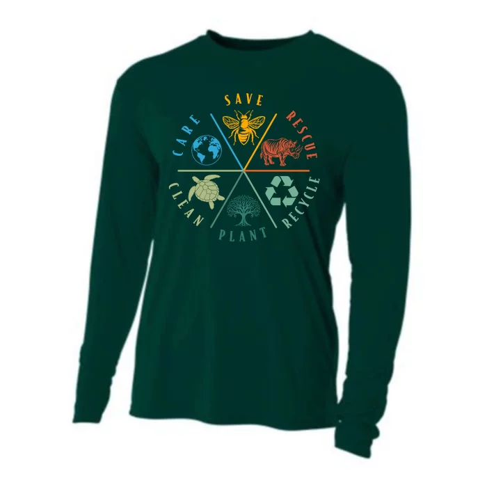 Celebrate Earth Day Save Rescue Recycle Plant Clean Care Cooling Performance Long Sleeve Crew