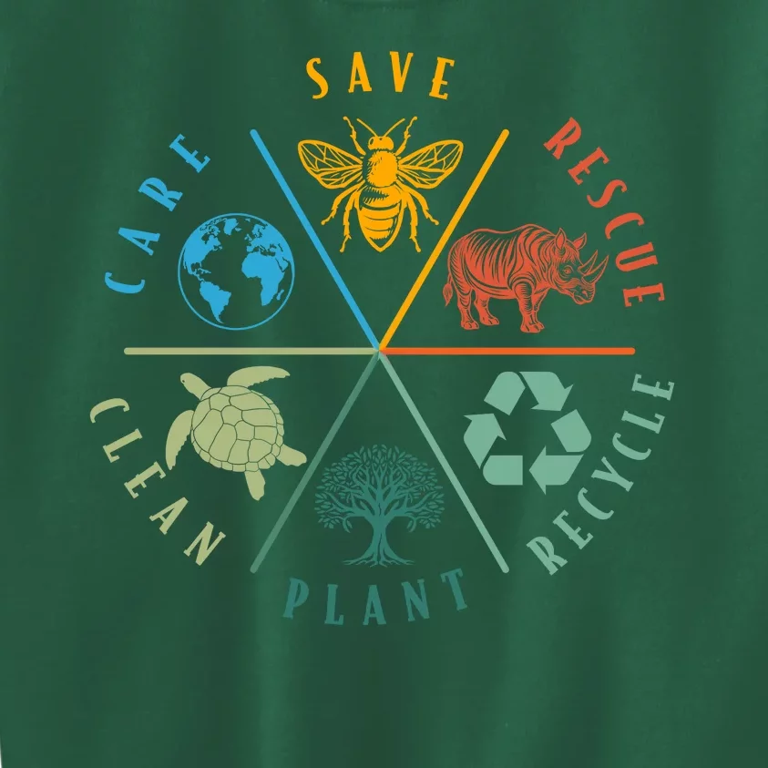 Celebrate Earth Day Save Rescue Recycle Plant Clean Care Kids Sweatshirt