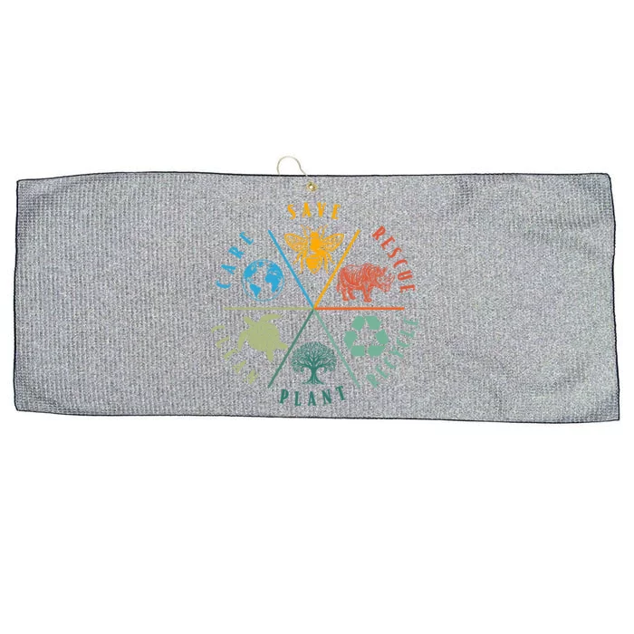 Celebrate Earth Day Save Rescue Recycle Plant Clean Care Large Microfiber Waffle Golf Towel