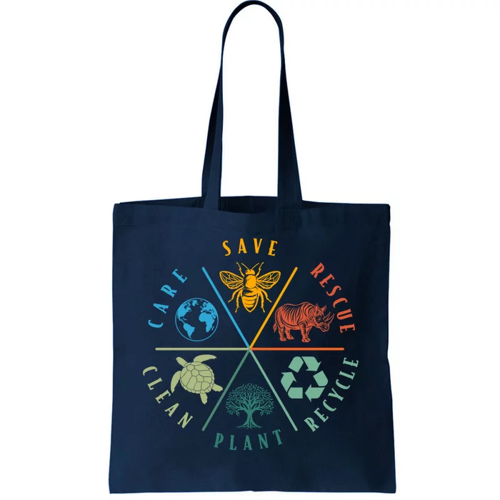 Celebrate Earth Day Save Rescue Recycle Plant Clean Care Tote Bag