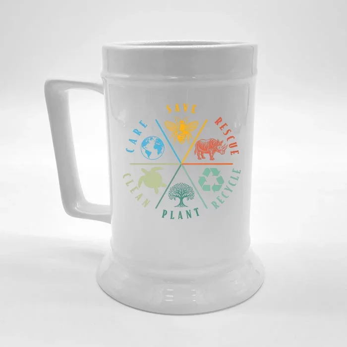 Celebrate Earth Day Save Rescue Recycle Plant Clean Care Front & Back Beer Stein