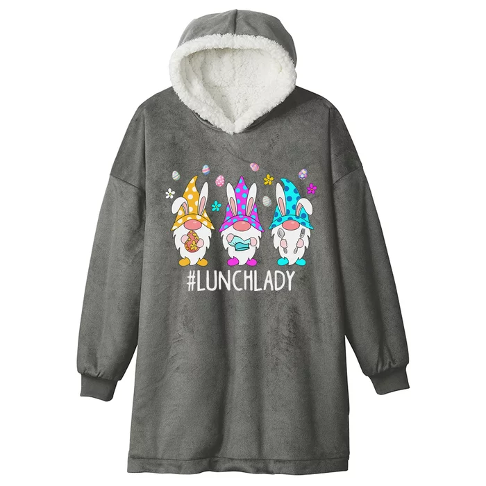 Cute Easter Day Gnome Love Lunch Lady  Matching Hooded Wearable Blanket