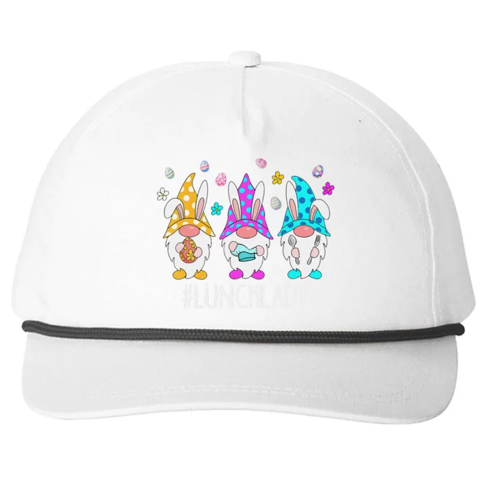 Cute Easter Day Gnome Love Lunch Lady  Matching Snapback Five-Panel Rope Hat