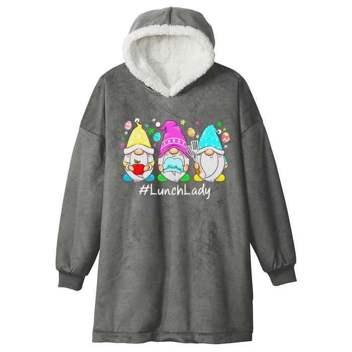 Cute Easter Day Gnome Love Lunch Lady  Matching Hooded Wearable Blanket