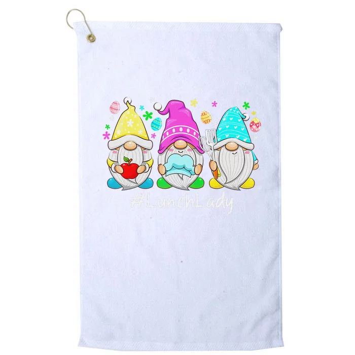 Cute Easter Day Gnome Love Lunch Lady  Matching Platinum Collection Golf Towel