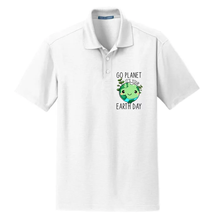 Cute Earth Day Go Planet Earth Day Dry Zone Grid Performance Polo