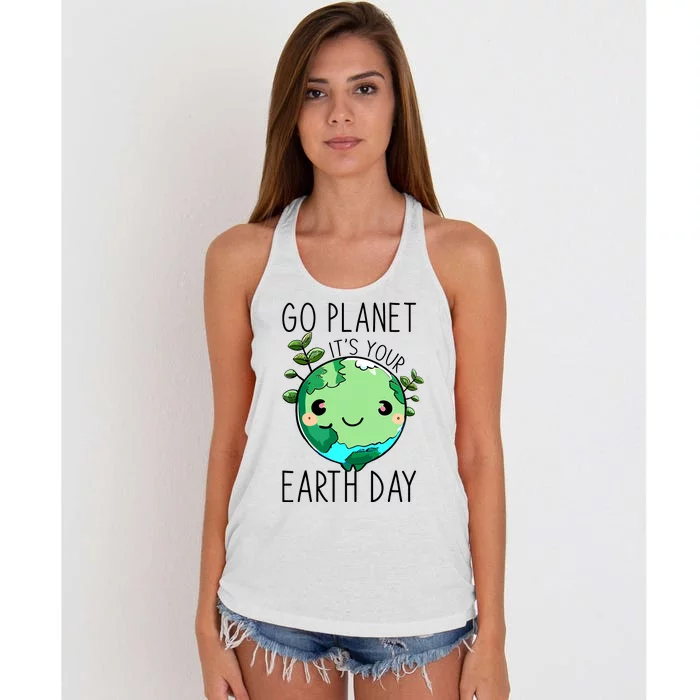 Cute Earth Day Go Planet Earth Day Women's Knotted Racerback Tank