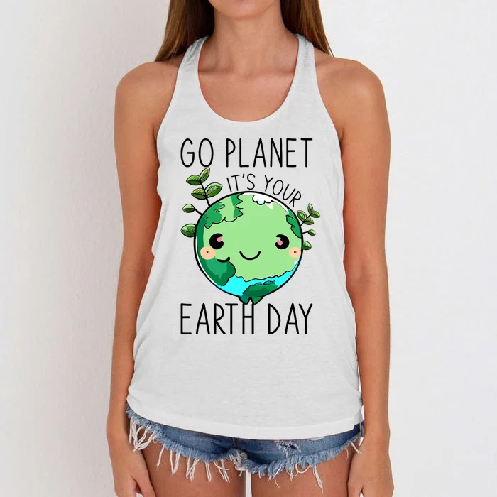 Cute Earth Day Go Planet Earth Day Women's Knotted Racerback Tank