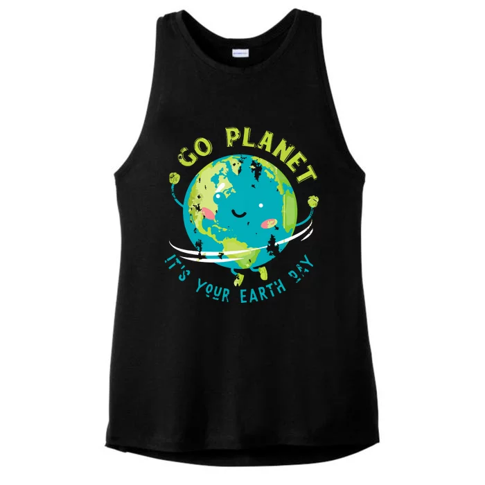 Cute Earth Day Ladies Tri-Blend Wicking Tank