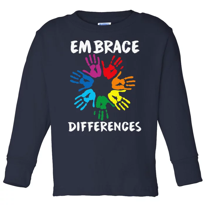 Cute Embrace Differences Autism Awareness Toddler Long Sleeve Shirt