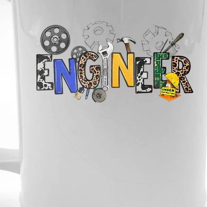 Cool Engineer Design With Engineering Tools And Gears Front & Back Beer Stein