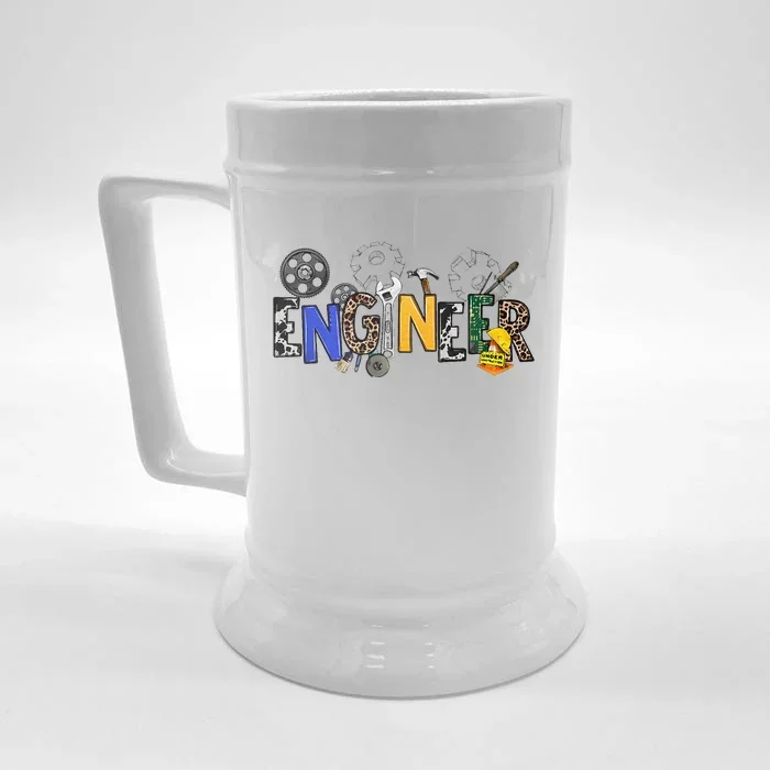 Cool Engineer Design With Engineering Tools And Gears Front & Back Beer Stein